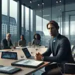 Norwegian business team reviewing financial scenarios and cash flow to handle economic uncertainty